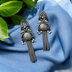 Load image into Gallery viewer, Ekani Kiyara Quirky Silver Replica Brass Chained Earrings
