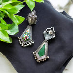Load image into Gallery viewer, Ekani Shariya Silver Brass Meenakari Stone Earrings

