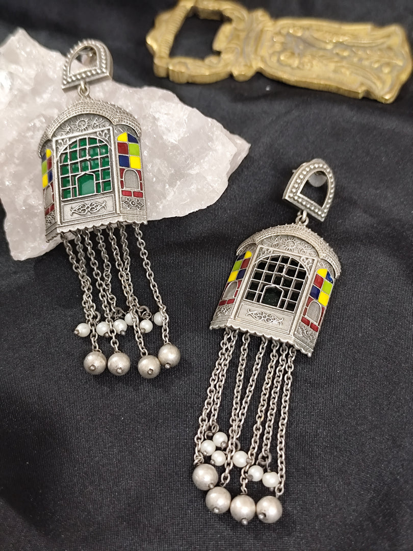 Ekani Meenakari Jharokha Chain Drop Earrings