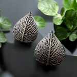 Load image into Gallery viewer, Ekani Patta Quirky Silver Lookalike Brass Big Stud Earrings
