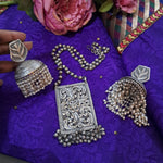 Load image into Gallery viewer, Ekani Brass Chitai Necklace With Big Jhumka Earrings
