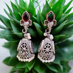 Load image into Gallery viewer, Ekani Krusha Brass Silver Jhumka Earrings
