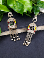 Load image into Gallery viewer, Ekani Meenakari Jharokha Chain Drop Earrings
