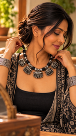 Load image into Gallery viewer, Ekani Afghani-Inspired Thread Ghungroo Tabeez Necklace