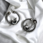 Load image into Gallery viewer, Ekani Meen Brass Hoop Stud Earrings
