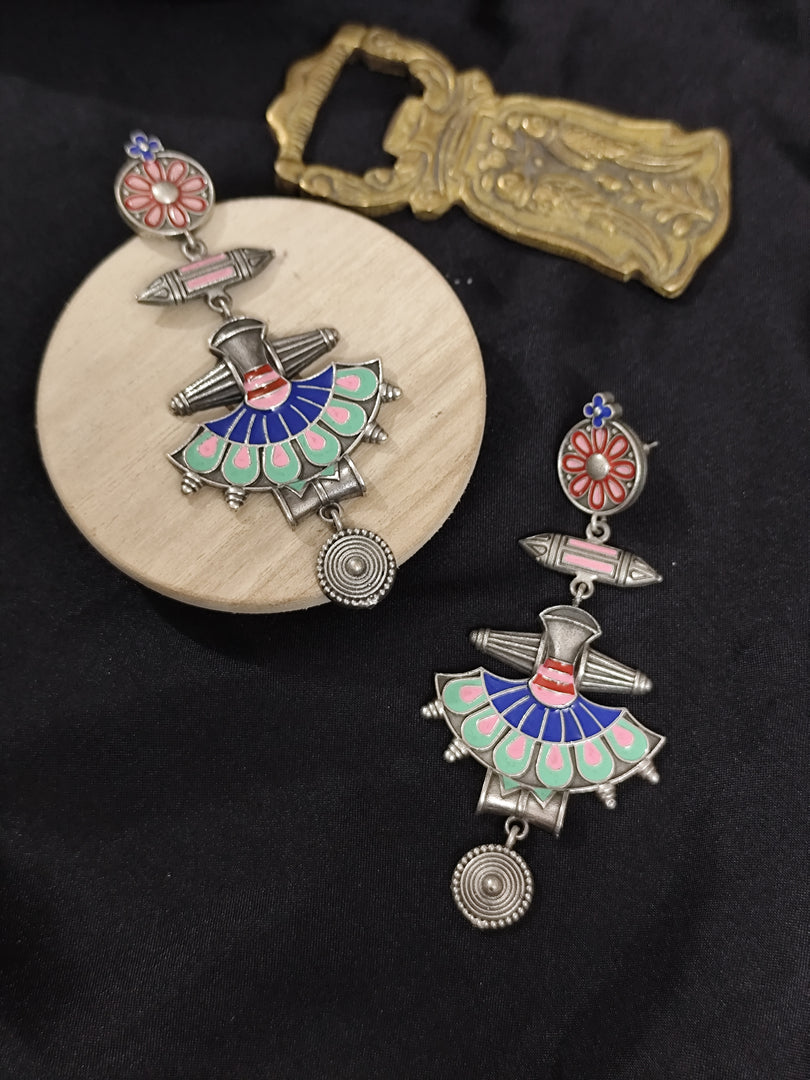 Ekani Nautanki Meenakari Hand Painted Drop Earrings