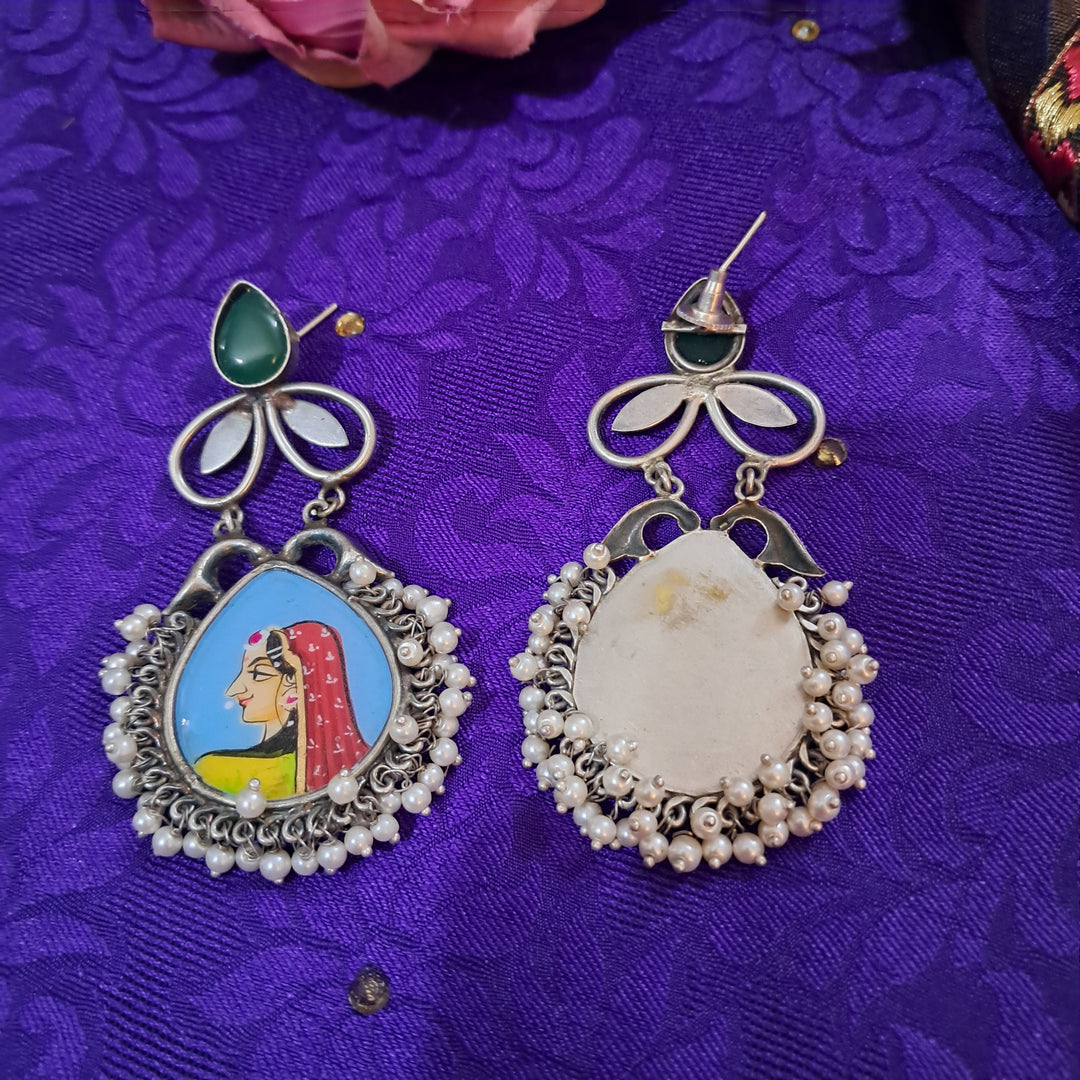 Ekani Misha Brass Meenakari Stone Dangler Earrings