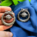 Load image into Gallery viewer, Ekani Harini Quirky Silver Lookalike Brass Earrings

