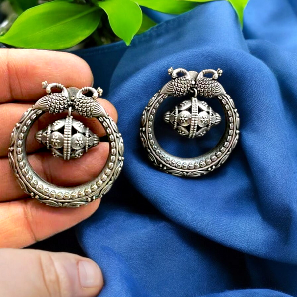 Ekani Harini Quirky Silver Lookalike Brass Earrings