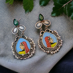 Load image into Gallery viewer, Ekani Misha Brass Meenakari Stone Dangler Earrings
