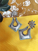 Load image into Gallery viewer, Ekani Saba Meenakari Brass Silver Polish Statement Earrings
