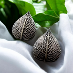 Load image into Gallery viewer, Ekani Patta Quirky Silver Lookalike Brass Big Stud Earrings
