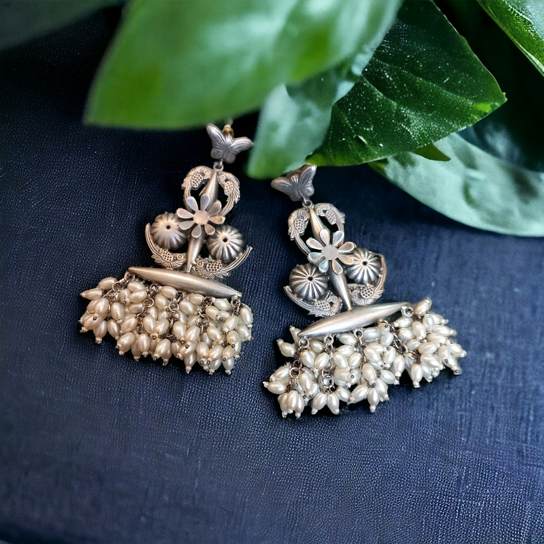 Ekani Sayali Alloy Silver Brass Made Dangler Earrings
