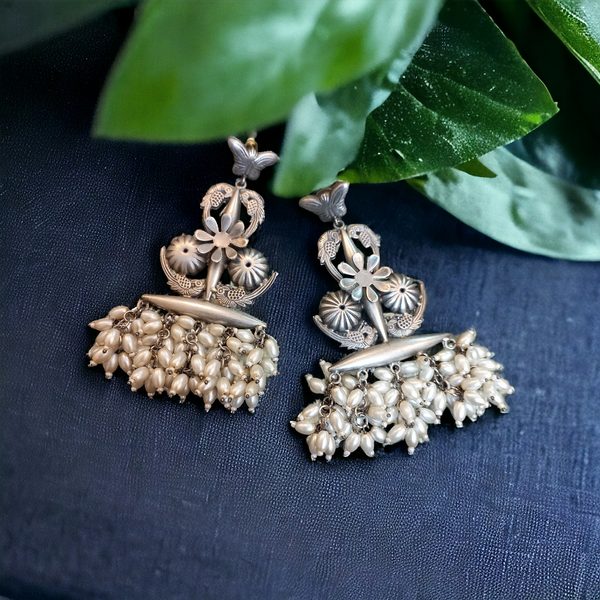 Ekani Sayali Alloy Silver Brass Made Dangler Earrings