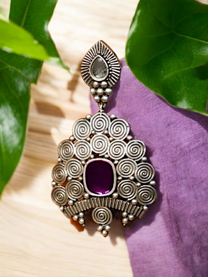 Ekani Mandushi Brass Silver Statement Earrings
