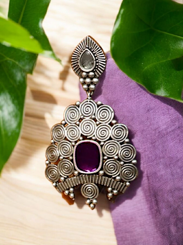 Ekani Mandushi Brass Silver Statement Earrings