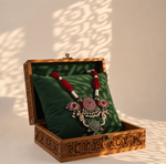Load image into Gallery viewer, Ekani Designer Stone Embedded Peacock Pendant Long Necklace with Adjustable Dori