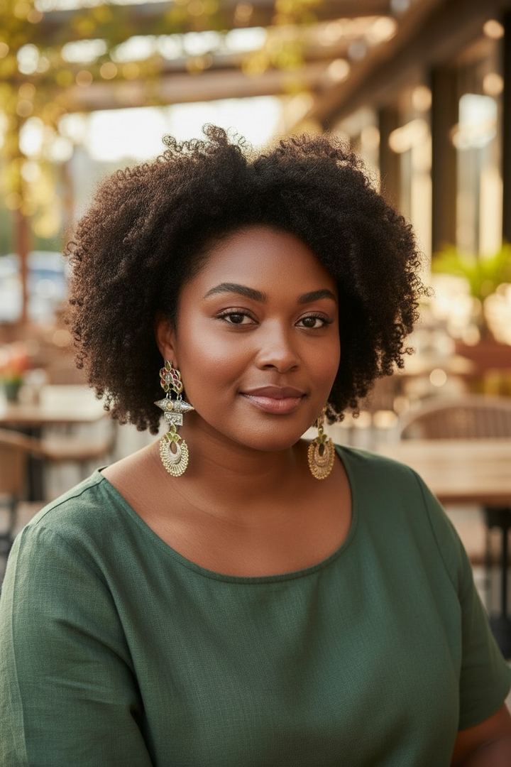 Ekani Shayna Gold Polish Stone Earrings