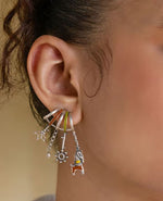 Load image into Gallery viewer, Ekani Kathputli Silver Brass Quirky Meenakari Earrings
