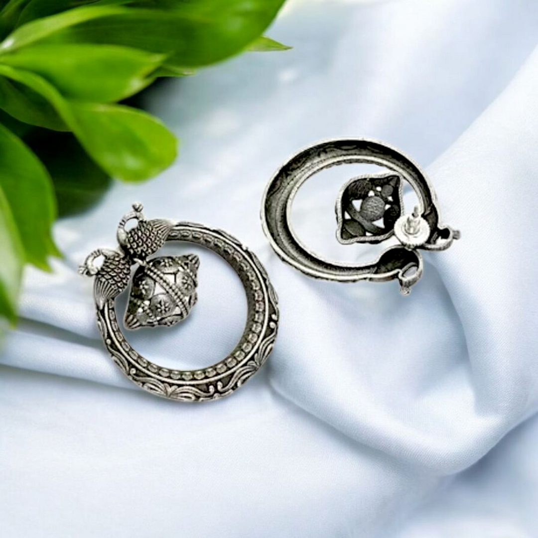 Ekani Harini Quirky Silver Lookalike Brass Earrings