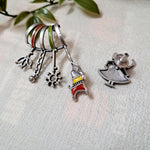 Load image into Gallery viewer, Ekani Kathputli Silver Brass Quirky Meenakari Earrings
