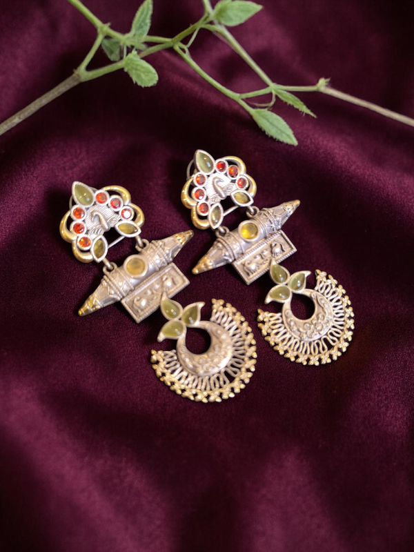 Ekani Shayna Gold Polish Stone Earrings
