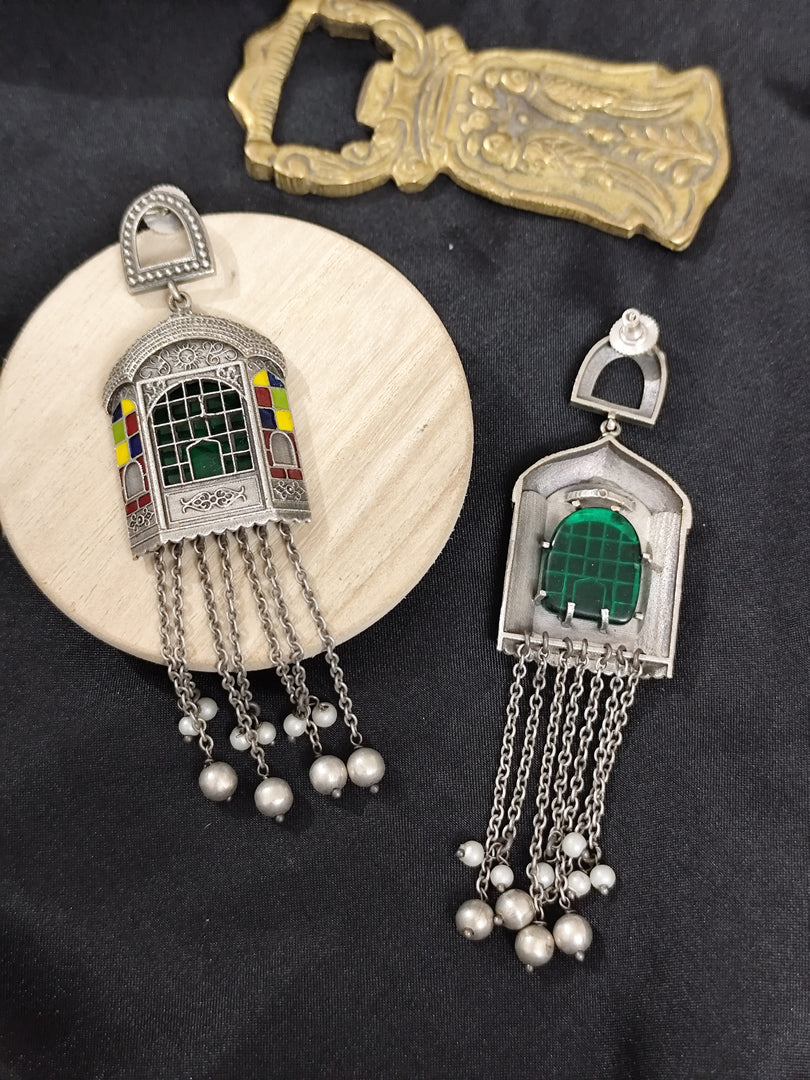 Ekani Meenakari Jharokha Chain Drop Earrings