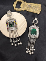 Load image into Gallery viewer, Ekani Meenakari Jharokha Chain Drop Earrings
