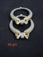 Load image into Gallery viewer, Peacock Dual-Tone Brass Openable Tribal Kada Pair with Ruby Stones