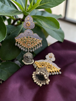 Load image into Gallery viewer, Ekani Gulbadan Stone Brass Dual Tone Dangler Jhumka Earrings