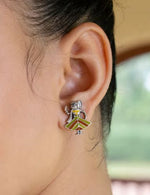 Load image into Gallery viewer, Ekani Kathputli Silver Brass Quirky Meenakari Earrings

