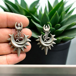 Load image into Gallery viewer, Ekani Shakti Trishul Brass Silver Earrings
