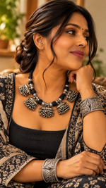 Load image into Gallery viewer, Ekani Afghani-Inspired Thread Ghungroo Tabeez Necklace