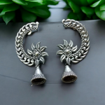 Load image into Gallery viewer, Ekani Mandrika Quirky Silver Brass Jhumka Earrings
