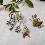 Load image into Gallery viewer, Ekani Kathputli Silver Brass Quirky Meenakari Earrings
