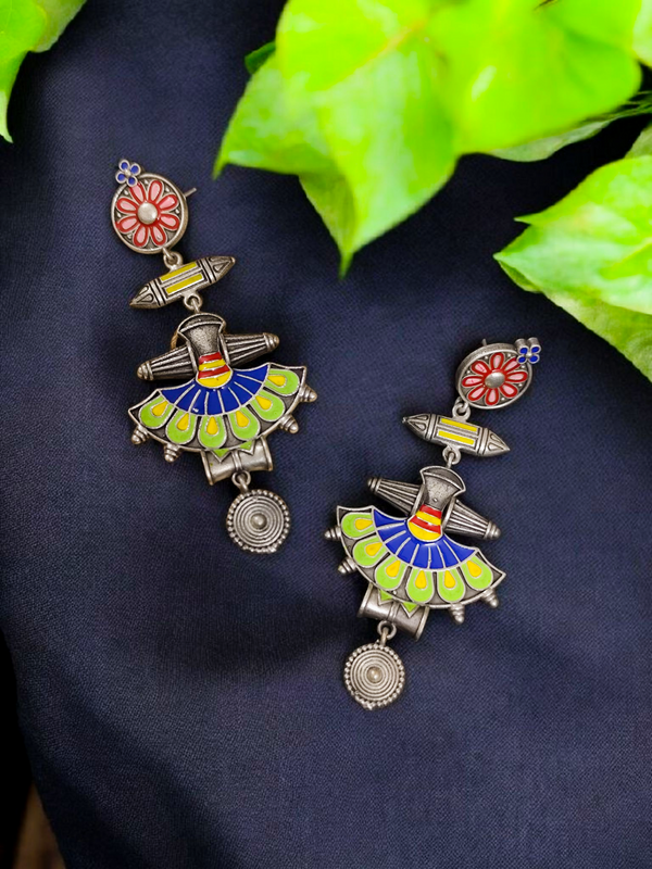 Ekani Nautanki Meenakari Hand Painted Drop Earrings