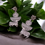 Load image into Gallery viewer, Ekani Nandi Brass Silver Replica Dangler Earrings
