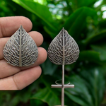Load image into Gallery viewer, Ekani Patta Quirky Silver Lookalike Brass Big Stud Earrings
