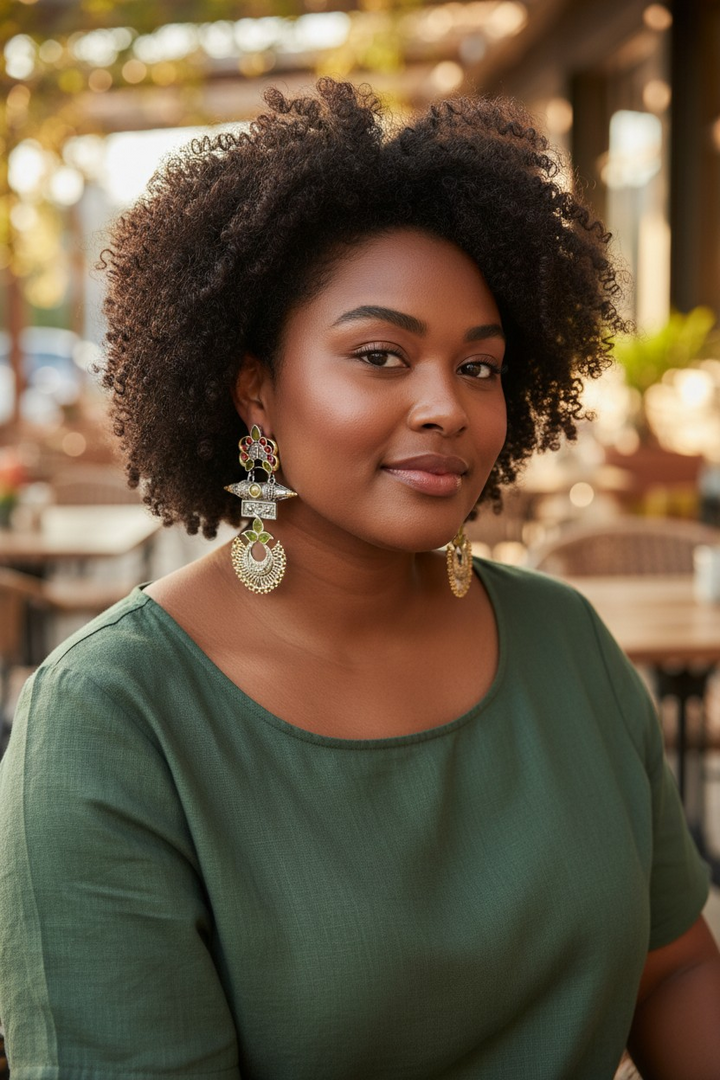 Ekani Shayna Gold Polish Stone Earrings