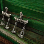 Load image into Gallery viewer, Ekani Tarazu Quirky Silver Replica Brass  Earrings
