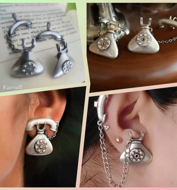 Ekani Mizoyam Brass Silver Replica Telephone Earcuff