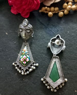 Load image into Gallery viewer, Ekani Shariya Silver Brass Meenakari Stone Earrings
