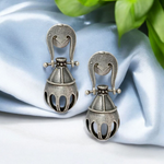 Load image into Gallery viewer, Ekani Handcrafted Silver-plated Antique Tribal Drop Earrings
