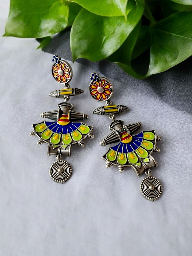 Ekani Nautanki Meenakari Hand Painted Drop Earrings