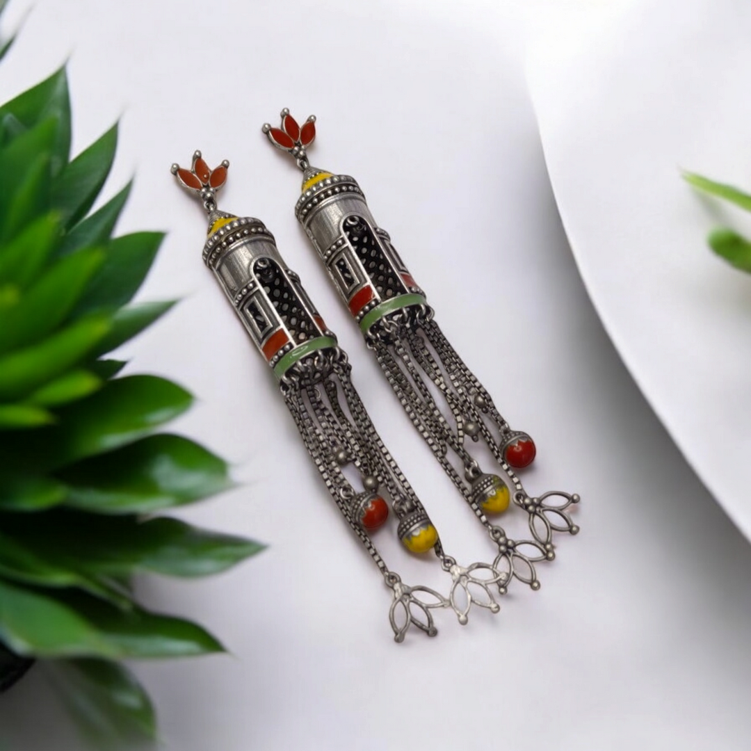Ekani Palki Meenakari Handpainted Dangler Earrings