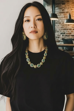 Load image into Gallery viewer, Ekani Emerald Regal Polki Necklace Set