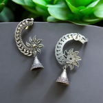 Load image into Gallery viewer, Ekani Mandrika Quirky Silver Brass Jhumka Earrings
