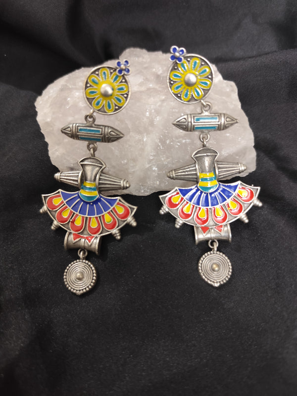 Ekani Nautanki Meenakari Hand Painted Drop Earrings