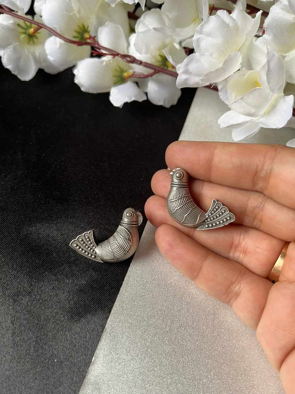 Ekani Papeeha Brass Silver Stud Earrings