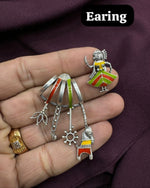 Load image into Gallery viewer, Ekani Kathputli Silver Brass Quirky Meenakari Earrings
